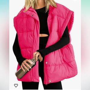 Pink Oversized Puffer Vest